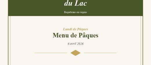 Le Restaurant du Lac vous accueille pour le Lundi de Pâques